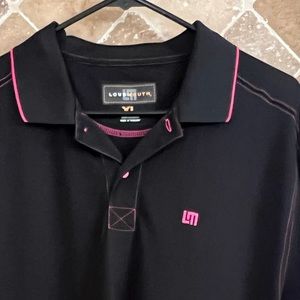 Loudmouth mens XL Large Black with Fuchsia trim and stitching Polo Shirt